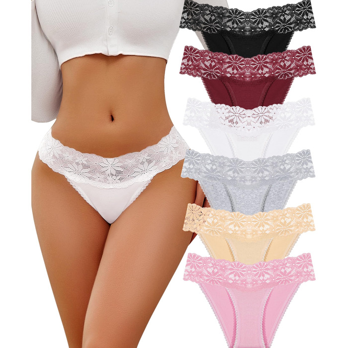 6-пакет жіночих трусиків: мереживо, бавовна, сексуальні, дихаючі, м'які, hipster, S-XL