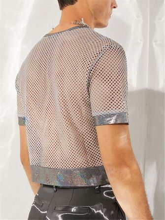 Чоловіча футболка Deepsko з сітчастою вставкою, прозора, короткий рукав, сексуальний кроп-топ