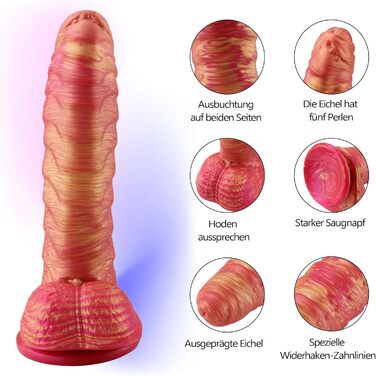 MOCOYA Дільдо для жінок, реалістичний, з сильним присоском, для анального сексу, червоний, 22 см