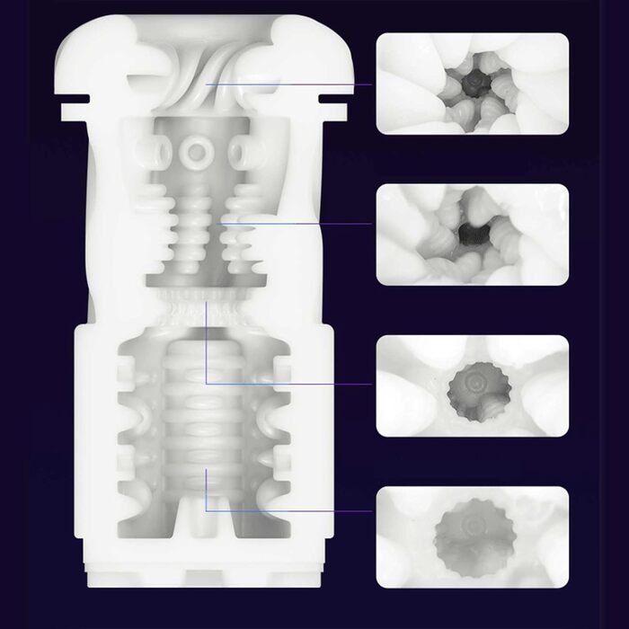 Електричний мастурбатор-чаша QgLust з 8 обертовими, телескопічними головками, 7 вібраціями, 5 частотами, керуванням через додаток, автоматичним режимом, реалістичним дизайном, водонепроникністю. Іграшка для чоловіків