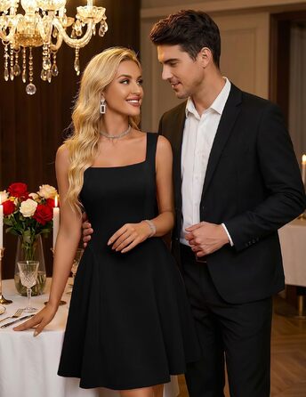 Жіноча мінісукня Bbonlinedress з квадратним вирізом, без рукавів, А-силует, чорна, для вечірок та весіль, розмір L