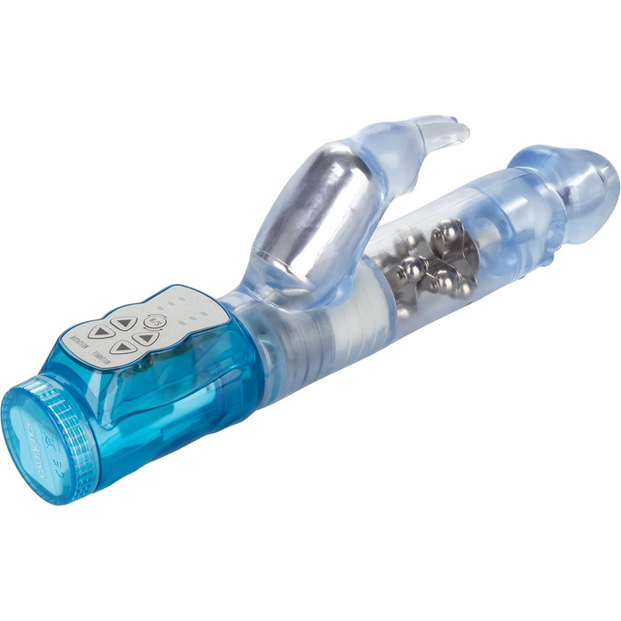 Вібратор Jack Rabbit з стимуляцією клітора, водонепроникний, блакитні плаваючі перлини