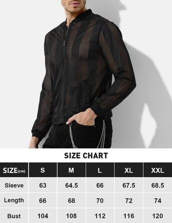 Чоловіча сітчаста сорочка з довгим рукавом Casey Herren Netz Hemden – прозора сітка, модель A1-чорний, розмір L