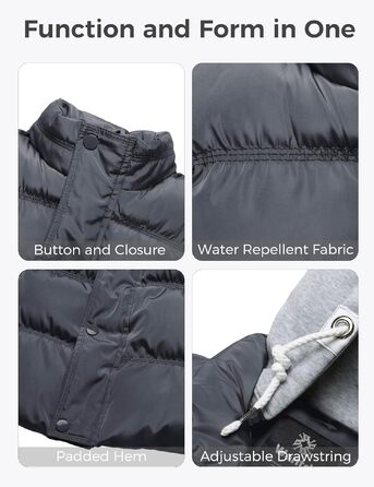 Чоловічий зимовий жилет Wantdo Outdoor з капюшоном, стібаний, сірий (розмір M)