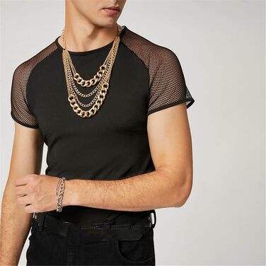 Чоловіча футболка з сіткою та патчами в стилі стрітвір, коротка, повсякденна, сексуальна, дихаюча футболка