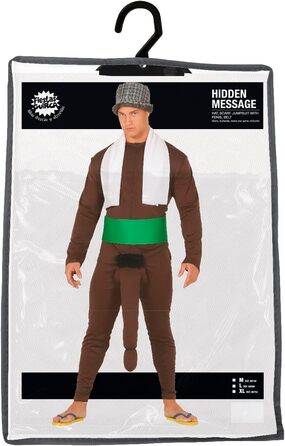 Костюм для вечірок FIESTAS GUIRCA з прихованим повідомленням для дорослих - шаль, пояс, комбінезон, пеніс та капелюх. Ідеально для холостяцьких вечірок, дорослих вечірок та веселих свят. Розмір M (48-50)