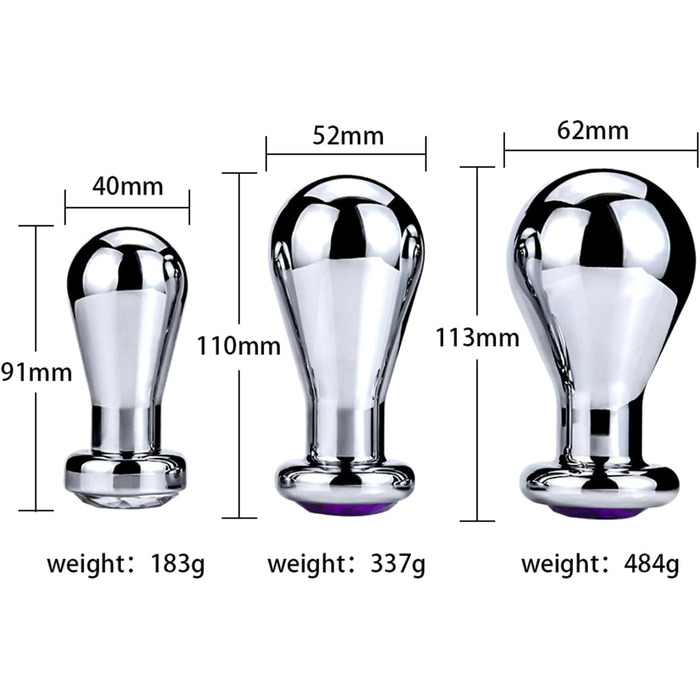 Металевий анальний плагін WLKJPP з кристалами та діамантами, L, срібло - анальні іграшки для чоловіків та жінок
