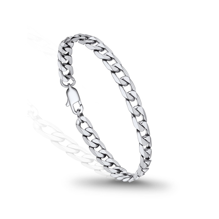 Сталевий браслет-ланцюг PROSTEEL для чоловіків та жінок, класичний панцирний стиль, сріблястий колір, 23 см, ширина 6 мм