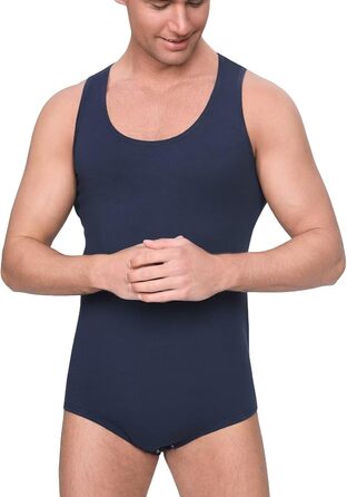 Боді Landofgenie з бавовни, темно-синій, розмір S - одноцільний костюм на бретелях для дорослих