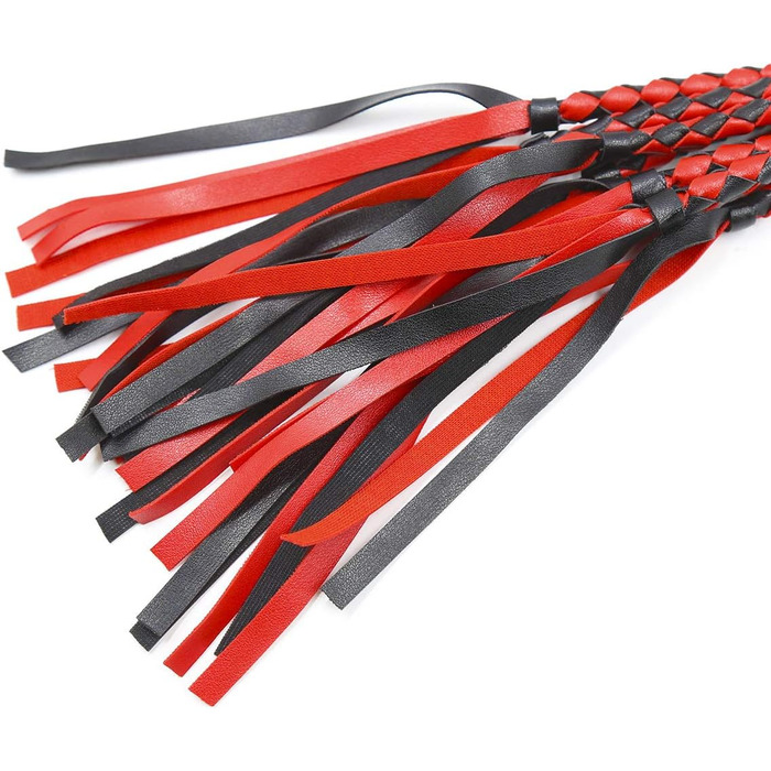 Крійська батіг з шкіри, 8 шт., чорно-червоний плетіння, з бахромою. Ідеально для виступів, BDSM, сексуальних ігор та фетишу.
