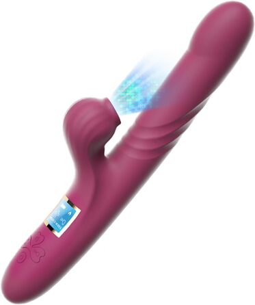 Вібратор Rabbit Silikon для G-точки з 10 режимами та LCD-дисплеєм. Червоний