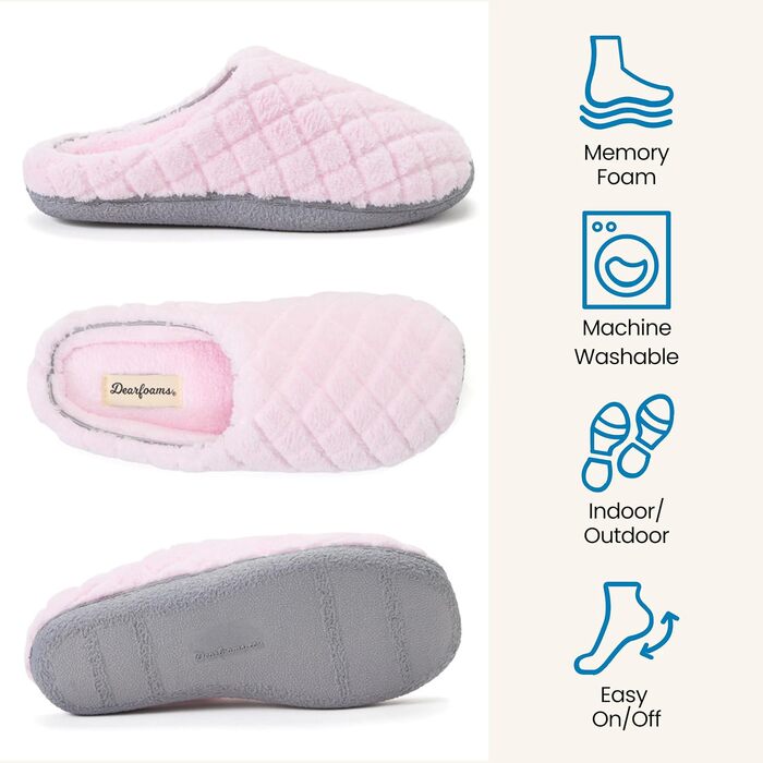 Жіночі домашні капці-клоги Dearfoams Leslie Terry з ефектом пам'яті (Memory Foam), Fresh Pink, розмір 42.5/44 EU (широка колодка)