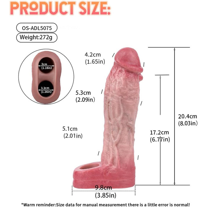 Реалістичний пеніс-чохол з кільцем для яєчок з рідкого силікону - секс-іграшка для чоловіків, збільшення та подовження, для пар