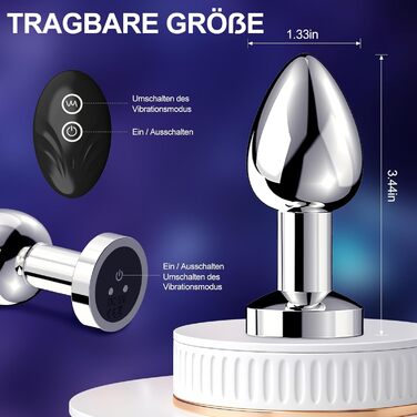 Вібратор анальний Metall Anal Vibrator зі 10 режимами вібрації, пультом дистанційного керування, стимулятор простати. Іграшки для дорослих для початківців, чоловіків, жінок, пар (сріблястий).