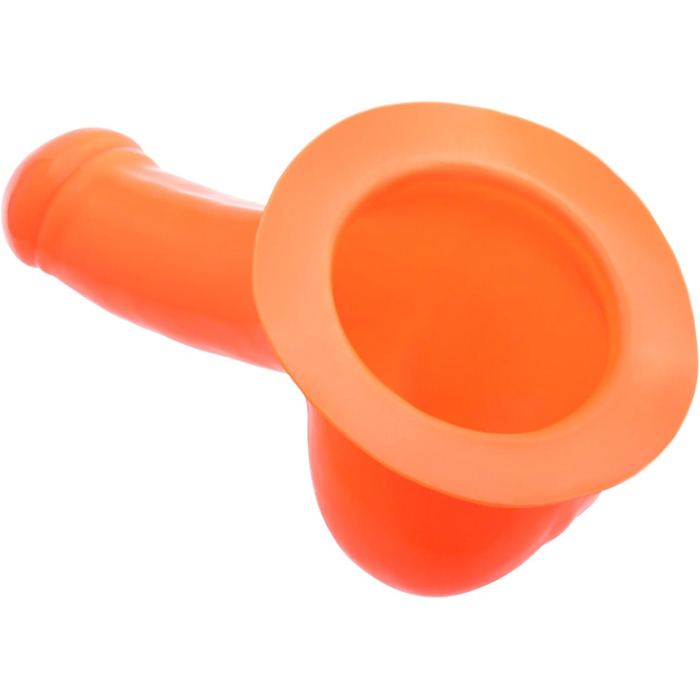 TOYLIE Latex Пеніс-чохол, 13 см, неоновий оранжевий, з платформою для кріплення до латексного одягу. Чохол для пеніса з мішком та виразною головкою, виготовлено в Німеччині.