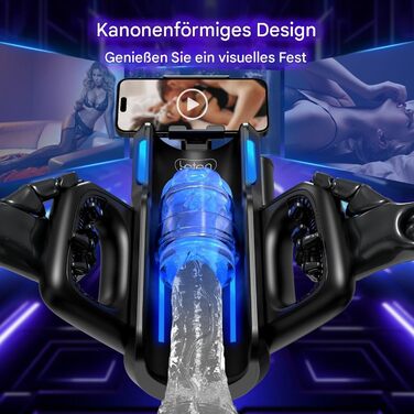 Електричний мастурбатор Leten Cannon King Pro з тримачем для телефону, 2 насадки, подвійні ручки, голосове управління та 10 режимів вібрації. Іграшка для чоловіків