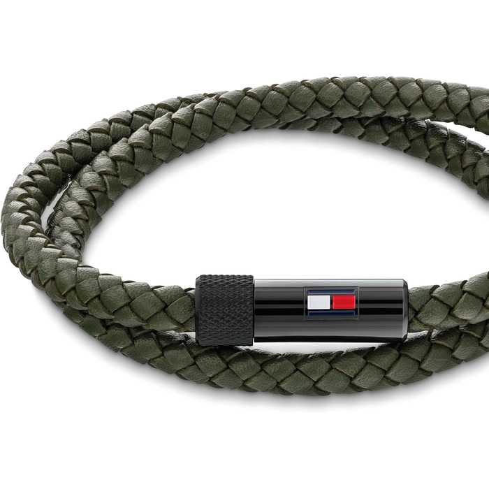 Чоловічий шкіряний браслет Tommy Hilfiger з магнітною застібкою, колір Green