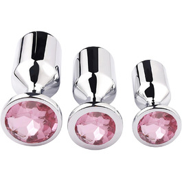 Анальний плагін Linman Metall Konischer для жінок. 3 розміри, діамантовий цоколь. Холодна/тепла стимуляція. Іграшка для дорослих, SM, анальний розширювач (Рожевий)