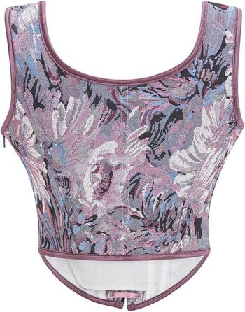 Жіночий корсет вінтажний з кісточками, з вишивкою, великий розмір, топ з вишивкою (Lila, XXL)