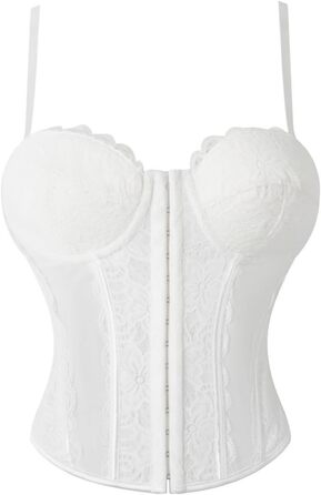 Топ-корсет жіночий у стилі Ренесанс з сітчастими вставками для вечірніх образів, побачень, осінньої моди, милий кроп-топ для вечірки, клубу, танк з корсетним шнуруванням (#11-weiß, XS)