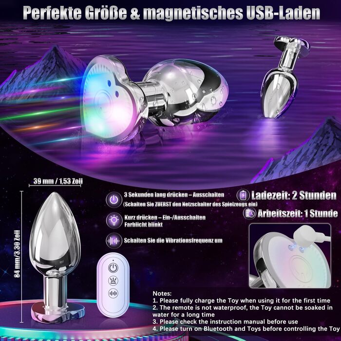 Вібратор для ануса Analspielzeuge з 9 режимами вібрації, стимуляція простати, для чоловіків та жінок (великий)