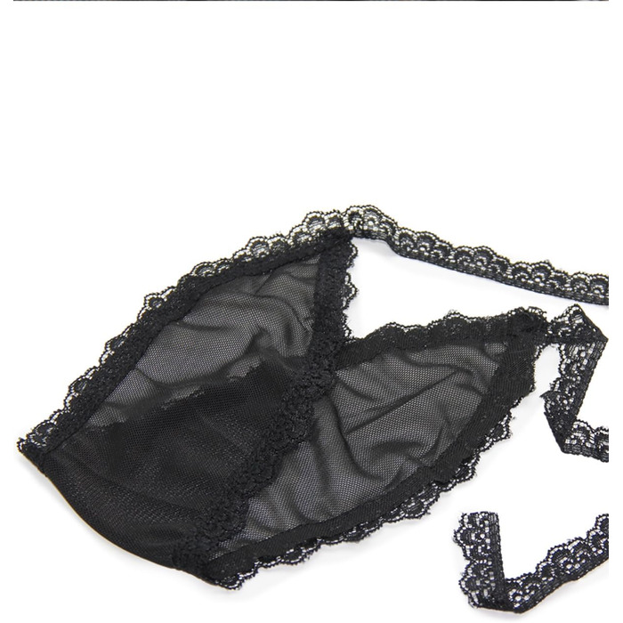 Маска для очей Quizzhe з мереживом - сексуальна маска для сну, косплей, Хелловін, Валентинка (чорна)