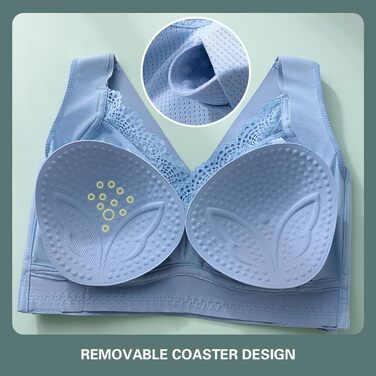 Бюстгальтер без кісточок Necalisi з застібкою на блискавці спереду, мереживний, з перехресним витонченням спини, синій, Push up, 42/95E