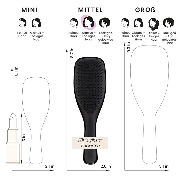 Щітка для волосся Tangle Teezer Ultimate Detangler для вологого та сухого волосся, розплутувальна щітка для всіх типів волосся, чорна