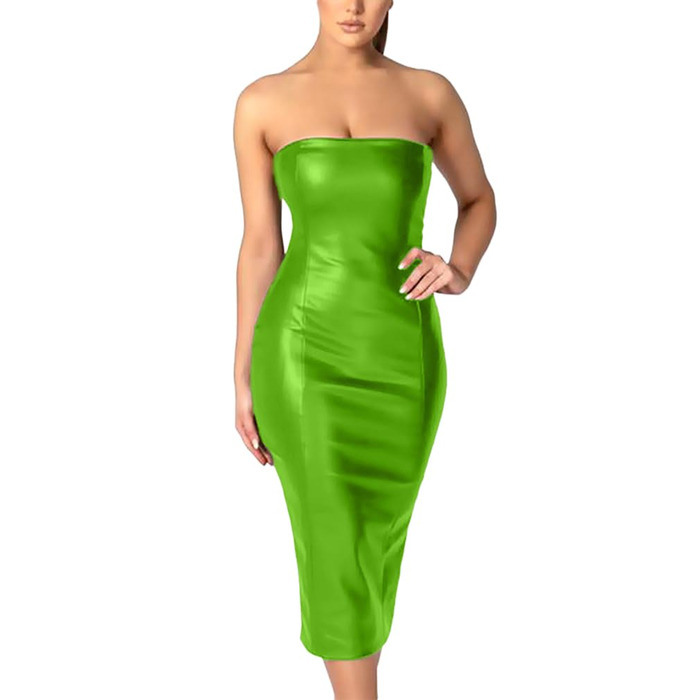 Сукня Onsoyours з еластичної шкіри, облягаюча, на тонких бретелях, міді, зелена (M)