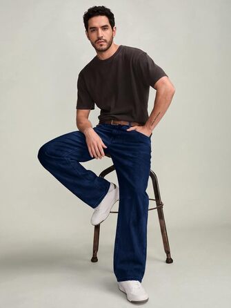 Чоловічі широкі джинси Baggy JMIERR з ефектом прання, вуличний стиль Streetwear, темно-сині, розмір L