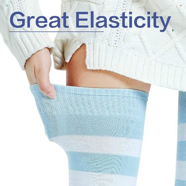 Шкарпетки Kayhoma з бавовни з смужками, довгі (до коліна/верхньої частини стегна), чорно-білі та синьо-білі, розмір M