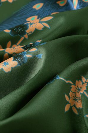 Халат жіночий шовковий, максі, літній, з квітковим принтом, кімоно, довгий, для дому, вечірки, універсальний розмір, бронзово-зелений