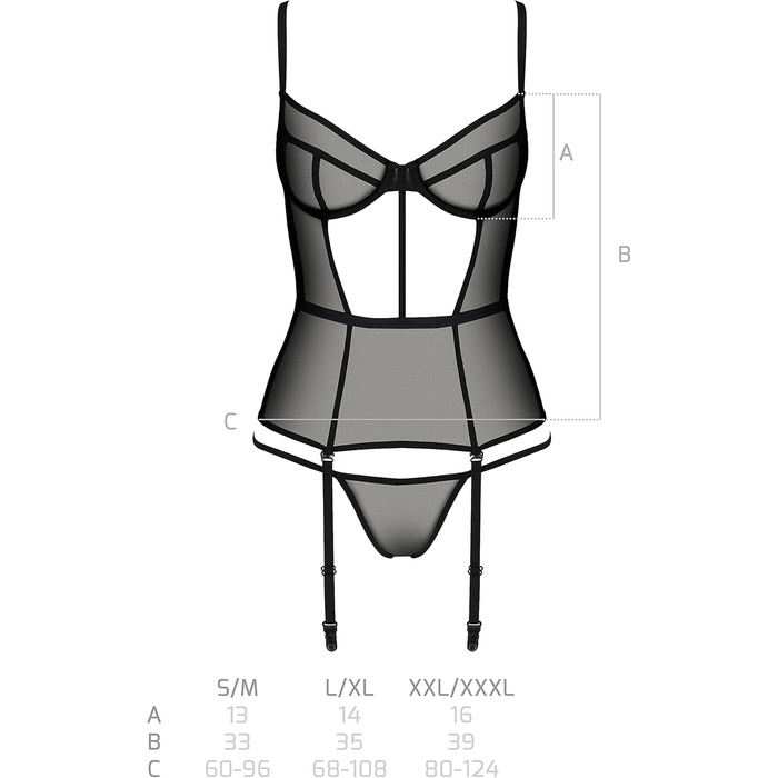 Сексуальний жіночий комплект білизни Selente Love & Fun з корсетом та трусами/боді, виготовлений в ЄС, з сатиновою маскою для очей, чорний, еко-матеріал, S-M