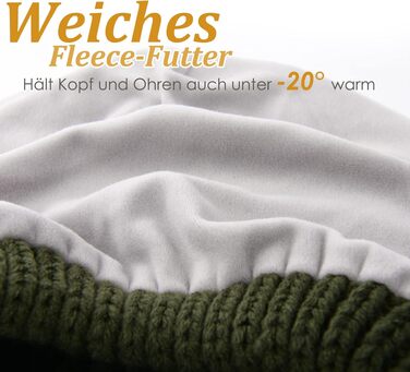 Жіноча зимова шапка-біні FURTALK з м'якою підкладкою, тепла в'язана шапка для жінок (універсальний розмір, зелена)