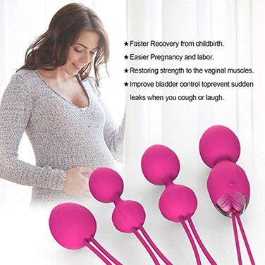 Тренування м'язів тазу для жінок з пультом дистанційного керування, набір Kegel Ball, багато режимів, силіконові м'ячі для контролю сечовипускання та вправ для м'язів тазу (рожевий)