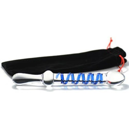 Преміум скляний дилдо eeddoo® 23 см - дилдо подвійного типу з заглушкою для анусу, з текстурою та ручкою. Стимулятор G-точки, секс-іграшка для жінок та чоловіків.