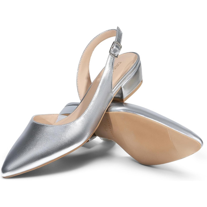 Жіночі сріблясті туфлі-балетки Dream Pairs з відкритим задником (Slingback), розмір 40 EU