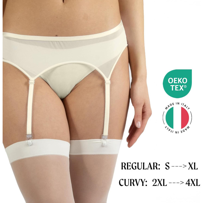 Італійські мереживні панчохи-стрінги Calzitaly, чорні, білі, слонова кістка, великі розміри, MADE IN ITALY, універсальний розмір