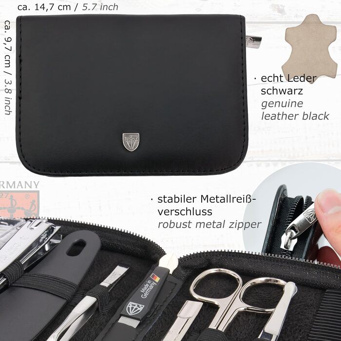 Манікюрний набір для чоловіків DREI SCHWERTER 'Monza' (10 предметів), натуральна шкіра, чорний