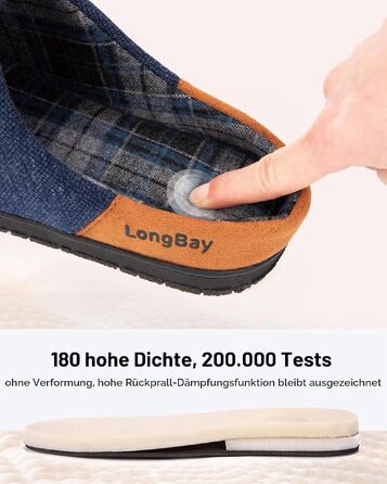 Чоловічі теплі зимові капці LongBay з ефектом пам'яті Memory Foam та підкладкою Sherpa, в'язані, сині, розмір 45 EU