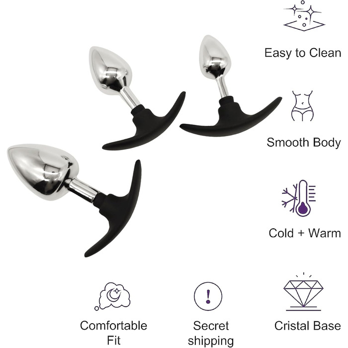 Набір анальних засобів для стимуляції: сталевий Butt Plug, дилататор, масажер простати, для пар, SM bondage