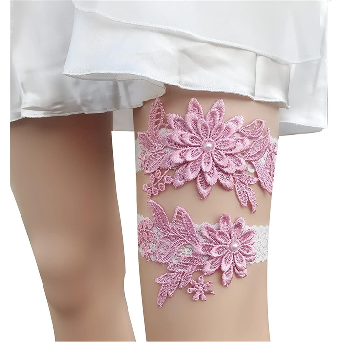 Стрічка на ногу для нареченої ACiyD, мереживна стрічка для весілля, балу, наголовник (колір: рожевий)