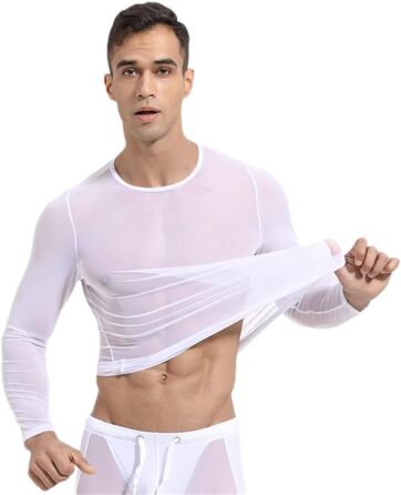 Чоловіча футболка з сітчастою вставкою, прозора сітка, футболка-майка для фітнесу та бодібілдингу, Конячий синій (XL, Білий/Розкішний сад)