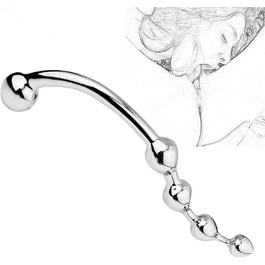 Анальний масажер з подвійною головкою HeYie - анальні перлини, вигин, сталь, для чоловіків та жінок