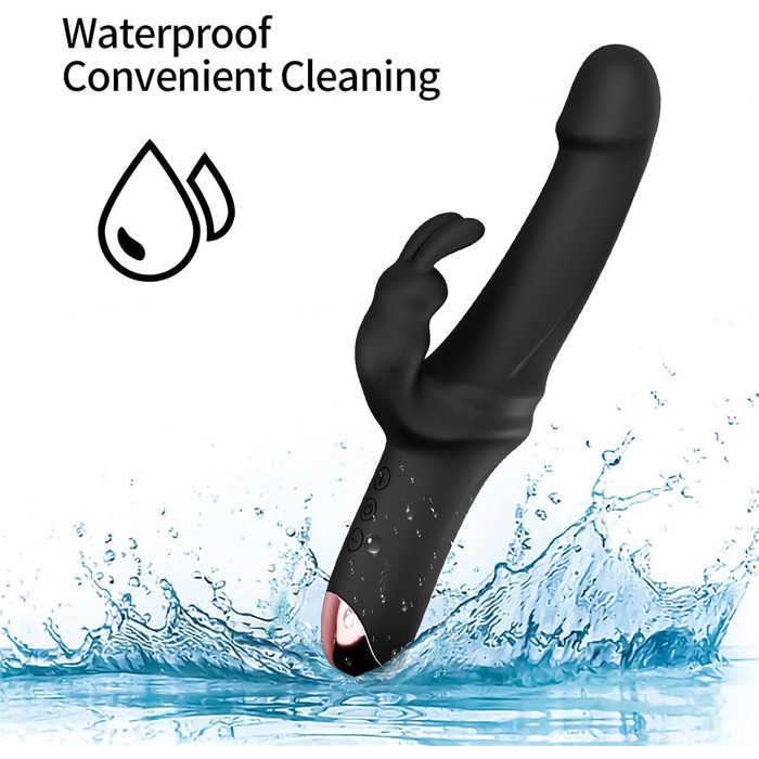Вібратор Rabbit з силікону для G-точки. 10 режимів вібрації. Чорний колір. Іграшки для дорослих