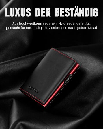 Чоловічий шкіряний гаманець з RFID-захистом, монетницею та вікном для фото, смарт-портмоне на 11 карток (Чорно-червоний)
