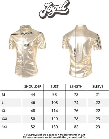 Чоловіча сорочка JOGAL з металевим блиском для вечірок та клубу, чорна (M)