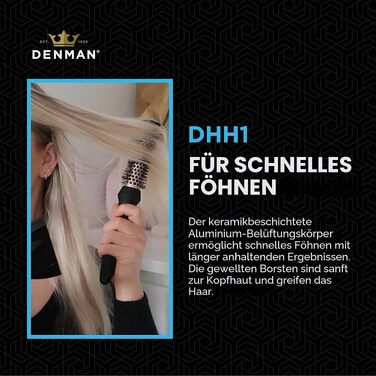 Брашинг для волосся Denman Medium Head Huggers DHH4 для об'єму та випрямлення, кругла щітка для фена, рожеве золото та чорний (X-Small)
