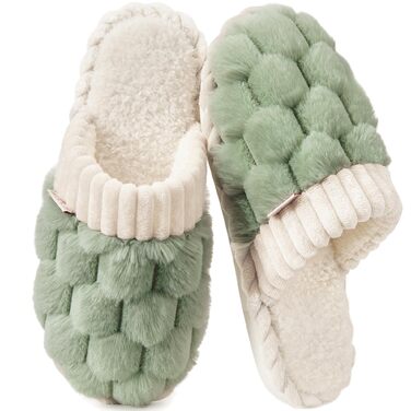 Жіночі зимові домашні капці з ефектом пам'яті (Memory Foam), теплі та м'які, м'ятно-зелені, розмір 38.5/40 EU