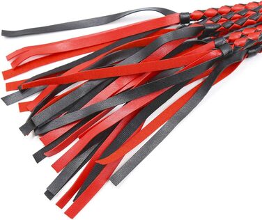 Крійська батіг з шкіри, 8 шт., чорно-червоний плетіння, з бахромою. Ідеально для виступів, BDSM, сексуальних ігор та фетишу.